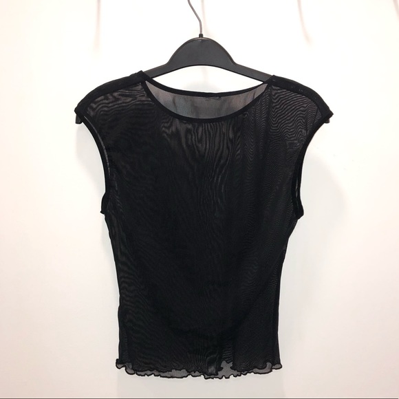 Sheer Fitted Black Mesh Top - Picture 2 of 3